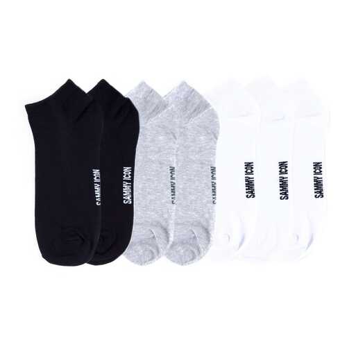 Комплект однотонных носков Sammy Icon Ankle Solid - 7 Pair Set - Black/Grey/White в Милабель